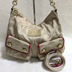 美品 coach コーチ 2way ショルダーバッグ シグネチャー 14570