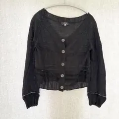 L'EQUIPE YOSHIE INABAリネンニットカーディガンL黒 麻100