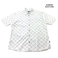 BURBERRY BLACK LABEL 半袖シャツ 総柄 白 モノグラム　L