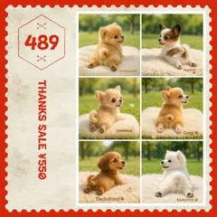 【旧作セール】パネル生地 489 ⚮ 公園で休憩☆犬b 6柄セット