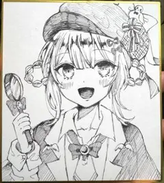 魔法少女ノ魔女裁判　まのさば　橘シェリー　手描きイラスト　色紙