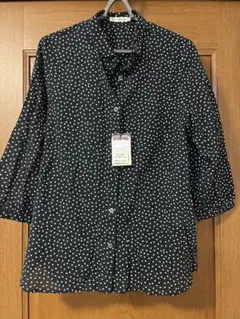 DECOY MORE 黒・白ドット 七分袖100％オーガニックコットンシャツ