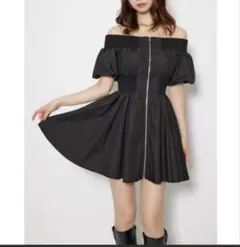 オフショルダー 黒 フレアワンピース Sサイズ