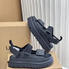 UGG 厚底サンダル マジックテープ付き ブラック 23cm