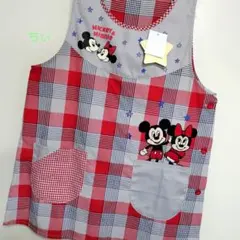 最終価格★ミニー×ミッキー M~L エプロン☆チェック 保育士 ディズニー 星★