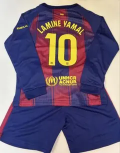 160cmバルセロナ新モデル　ヤマル　子供長袖サッカーユニフォーム
