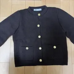 ZARA ダークブラウン ニットカーディガン