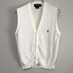 POLO GOLF ポロゴルフラルフローレン ベスト ケーブルニット M 白