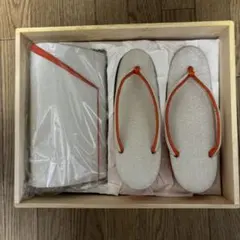 白オレンジ草履とバッグセット