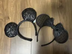 黒いミッキー耳カチューシャ 2点セット