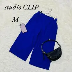 《スタジオクリップ》ワイドパンツ/ズボン/薄手/ウエストゴム/ブルー/M