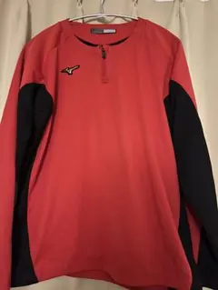 Mizuno 赤黒 ジッパー付き長袖シャツ Lサイズ