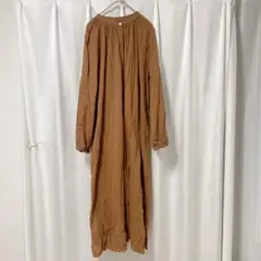 ブラウン 長袖ワンピース