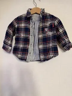 MINI HOUSE リバーシブルチェック・ストライプ柄シャツ