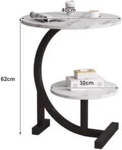 ベッドサイドテーブル コーヒーテーブル C字型 北欧風 二重層収納 省スペース