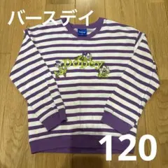 【きょうだいリンク有】Disney ドーピー 小人ボーダー 紫トレーナー 120