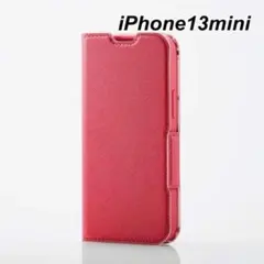 iPhone 13 mini ソフト レザー 手帳型 ケース ディープピンク 色