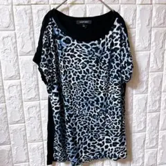 ELLEN TRACY【L】 レオパード柄 半袖シャツ トップス