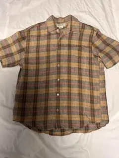 90s J.Crew オープンカラーシャツ 開襟シャツ チェック リネン 短丈