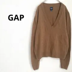 《GAP》洗える 綿混Ｖネックニット ブラウン 薄手