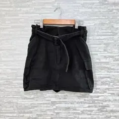 フーズフーチコ ✨ベルト付カーゴ　スカパン 黒F ミニ丈　カジュアル
