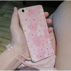 【iphone7 】花柄  さくら  おしゃれ スマホケース ストラップ付き！