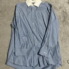 TOMMY HILFIGER 長袖シャツ XL 青白ストライプ