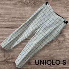 ユニクロ　クロップドパンツ　ホワイト チェック S
