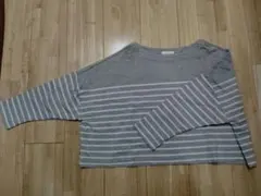 earth music&ecology グレー ストライプ 長袖 Tシャツ　М