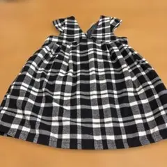 키즈 체크 무늬 점버 스커트
