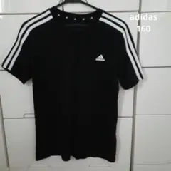 adidas　アディダス　半袖Tシャツ　綿　黒　ブラック　160