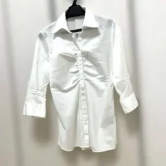クロッシー ブラウス 白 七分袖 仕事 通勤 春夏