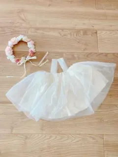 子ども用　花冠＆チュールドレス