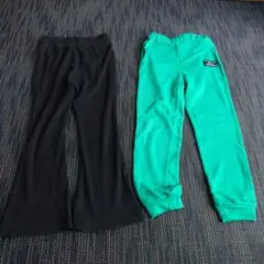 黒と緑のパンツセット　140