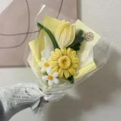 韓国風/枯れない花/モールフラワー/黄色い花束