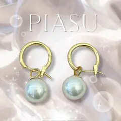 一粒パール フープピアス ゴールド 揺れる パールピアス 上品 華やか 冠婚葬祭