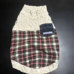 ペット服 ケーブルニット チェック柄