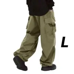 カーゴパンツ 　メンズ　ワーク 　韓国 　ワイド　 黒 　カーキ　Ｌ　秋　冬