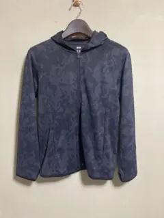 【美品】ユニクロ ドライEXフルジップパーカー ブラック 〔迷彩）　L