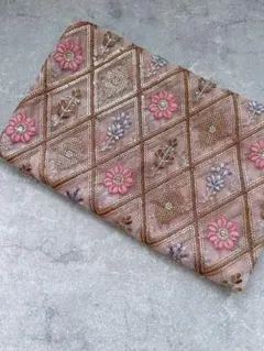 インド刺繍生地　ピンク