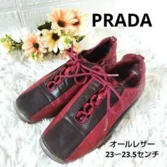 PRADAプラダ　スポーツ オールレザー スニーカー 赤　レッド　1489