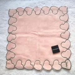 イヴサンローラン タオルハンカチ ピンク ハート縁【新品未使用】