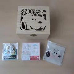 スヌーピー　木箱　ウッドクリップ　Wクリップ　ブロックメモ　レアのサムネイル