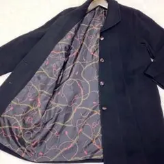 HIGH SENSE　黒 ロングコート 総裏地 M L相当 カシミヤ混