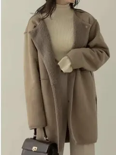 即日発送　Re:EDIT（リエディ） リバーシブルボアムートンミドル丈コート