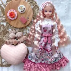 ジェニーフレンド27cmドール服 ピンクのレースのドレス - メルカリ