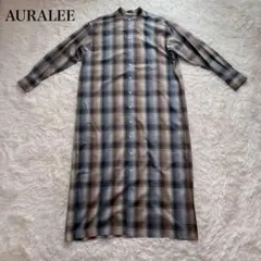 AURALEE チェック柄 ロングシャツワンピース - メルカリ