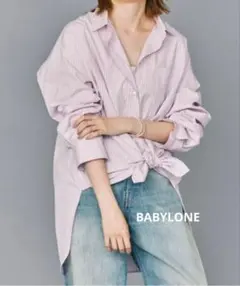 BABYLONE　マルチストライプビッグシャツ　ピンク　1月末まで掲載