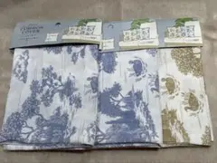 クッションカバー　3枚セット40cm×40cm　トワルドジュイ柄　水色　ベージュ