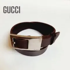 GUCCI レザーバングル パープル Gロゴ メタル アクセサリー ビンテージ 